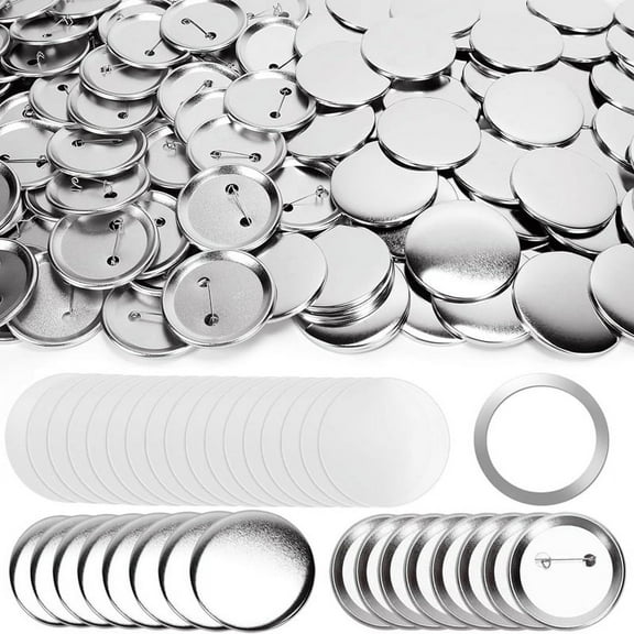 Winyuyby 80 Sets 58mm/2.25Inch Metal Button Parts Supplies for Button Machine Round Pin Maker, Badge Blank Button Pins Bulkbutton maker supplies