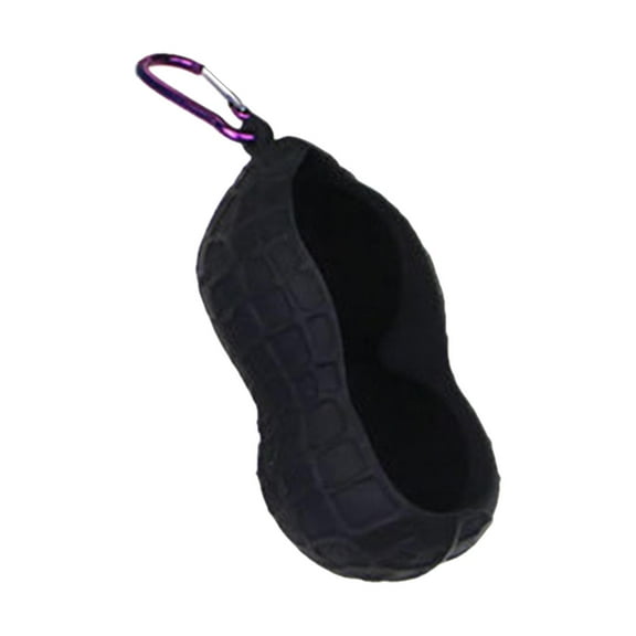 Peanut Shape Golf Ball Holder with Hook for Golf Bag Belt Pouch Protective Portable Holds 2 Golf Balls Ball Carrier Sleeve Accessories Black
