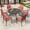 Red, variant on Sophia & William Patio Dining Set Outdoor 7pcs Patio Set Metal Round Table Set with 6 Textilene Chairs, Brown