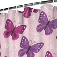 thumbnail image 3 of Butterfly and Daisy Pink Pattern Modern Waterproof Shower Curtain Set with 12 Hooks, Washable Decorative Bathroom Shower Curtain, 3 of 6