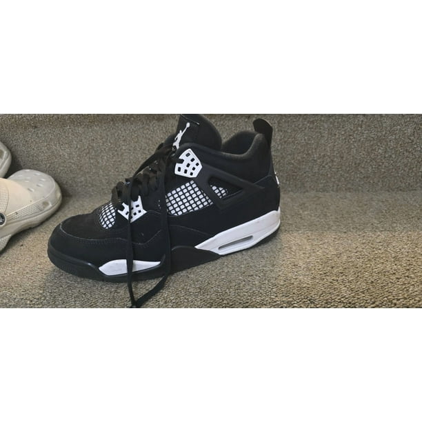 Ni - ke Air Jordan 4 Retro White Thunder Boys Youth Size 8.5 Black Ni - ke Shoes