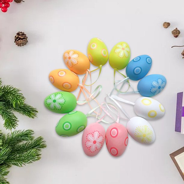 12 piezas de huevos de Pascua colgantes para manualidades, juguetes de regalo para niños, accesorios de fotografía de huevos de pájaro artificiales Estilo B perfecl huevos de Pascua