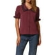 thumbnail image 1 of INSPIRAR CHIC Blusa de Mujer con Cuello Peter Pan en Contraste y Mangas Cortas, Botones, Color Rojo Vino, 1 of 6