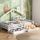 thumbnail image 1 of Casita cama infantil con estante de almacenamiento y dos cajones grandes con espacio de almacenamiento y forma de chimenea 90x200 blanco esquí esquí Gafas de esquí, 1 of 5