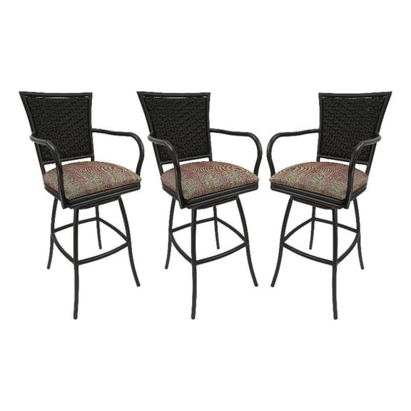 Set of 3 - Outdoor Indoor 30" Bar Stool - Erin on Black Frame