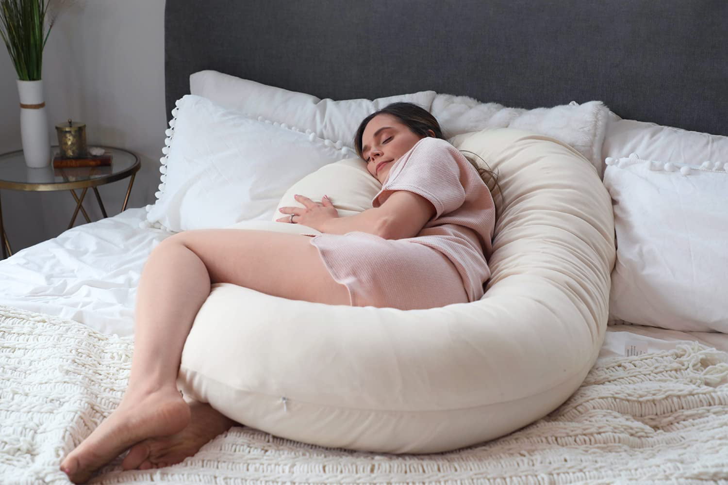 PharMeDoc Organic Cotton Cover Pregnancy Pillow, C Shaped Full