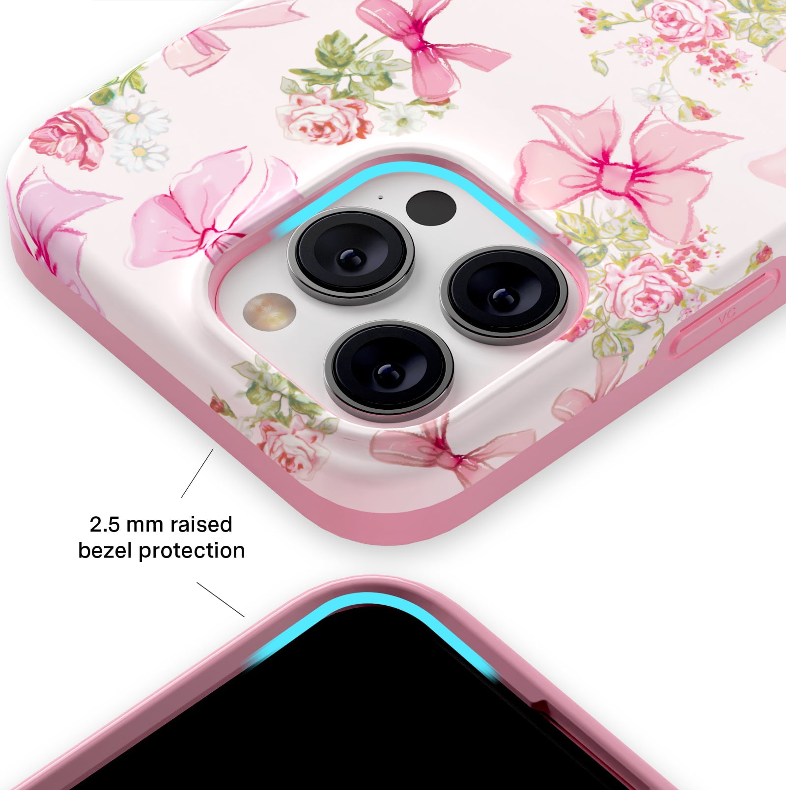 VELVET CAVIAR for Cute iPhone 15 Pro Case Compatible with MagSafe - Protective Phone Cases for Women - Posie Pink Bow Floral