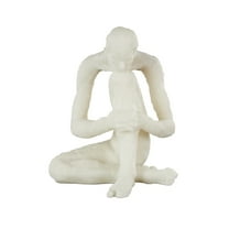 12" x 14" White Polystone Thinking People Sculpture with Shimmer, by DecMode