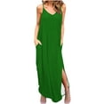 thumbnail image 2 of Robes d'Été pour Femmes 2023 Mode Midi Femmes Décontractées Col en V Robes Unies Été Sans Manches Robe Pull Robes de Soirée pour Femmes Élégantes Élégantes en Solde, 2 of 6
