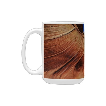 

Americana Landscape Decor Sandstone Rock Steep Canyon Toned Formations in Sedona Arizona Blue Orange Ceramic Mug (15 OZ) (Made In USA)