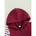 thumbnail image 5 of Franhais Kid Boy Pants Suit, Long Sleeve Hooded Neck Front Pocket Zipper Tops + Drawstring Striped Pants, 5 of 9