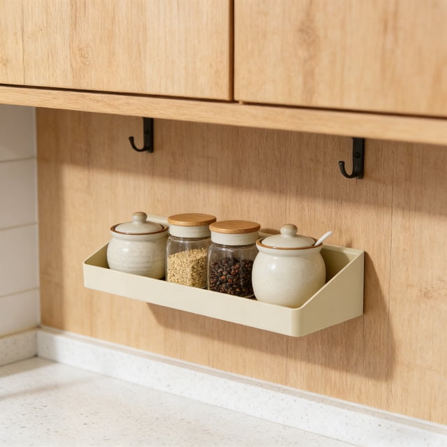 Weloille Spice Rack 1 Piece, Wall-Mounted Kitchen Spice Organizer, Oil Salt Sauce Vinegar Storage Shelf for Home Kitchen Use
