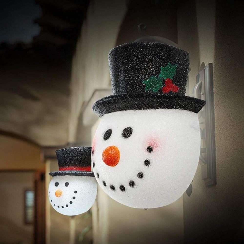 Christmas Porch Light Covers，2pc Santa Claus Snowman Penguin Christmas Porch Light Covers for Outside Decoration，Xmas Santa Lampshade for Corridor Wall Lamp Decorate for Garage Lights