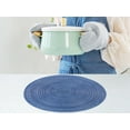 thumbnail image 4 of REGALWOVEN Farmhouse Placemats Set of 6 Woven Placemats for Dining Table Decor Indoor Outdoor Washable Kitchen Table Mat Wipe Clean Dark Blue 15x15in, 4 of 6