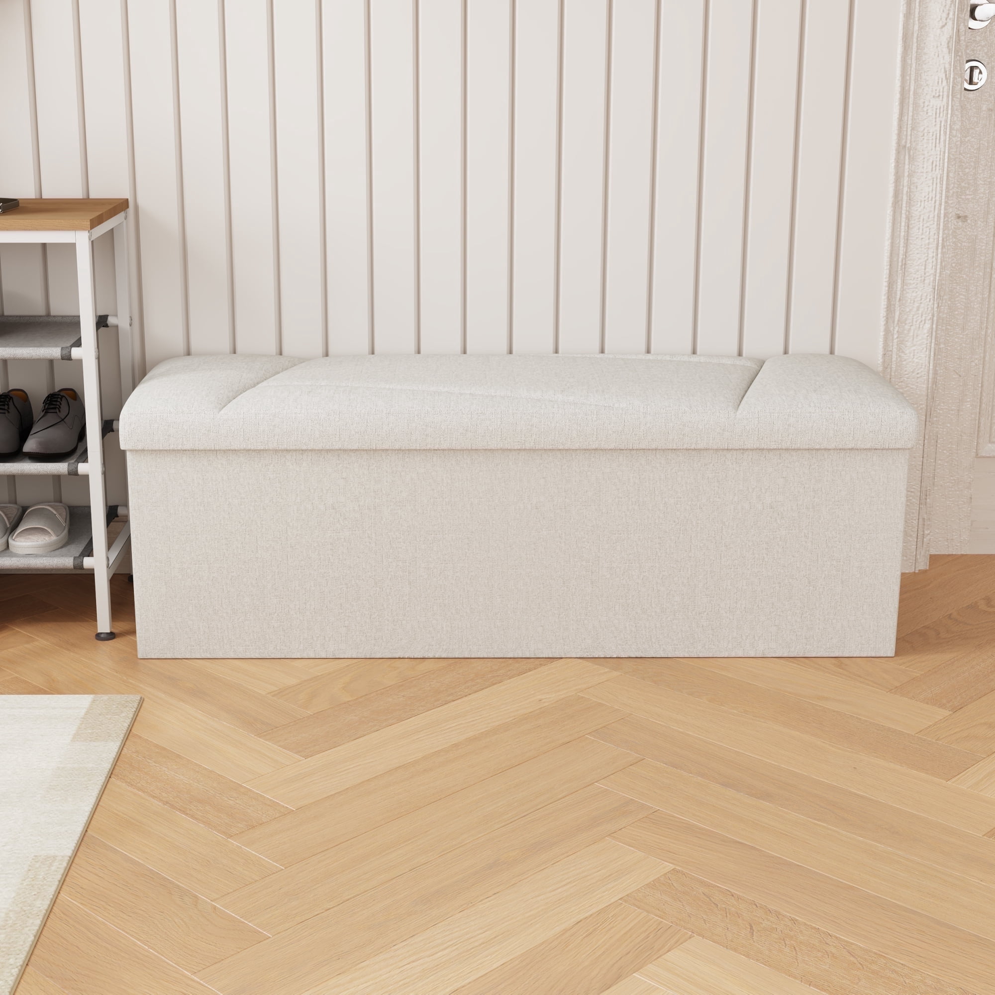 ZETDIY 43" Ottoman with Storage Folding Bench with Detachable, Beige