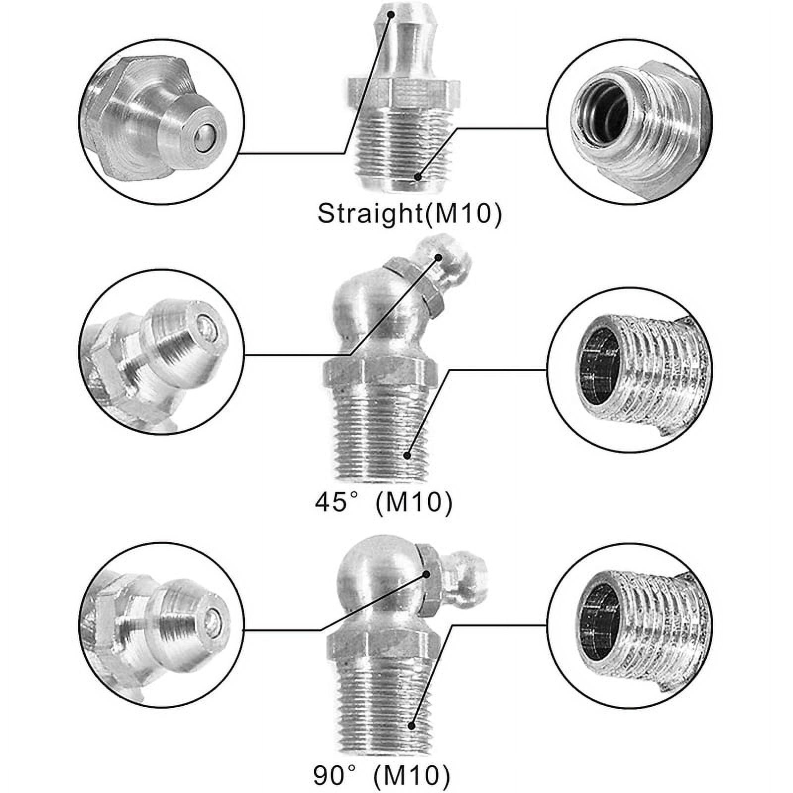 25 Pcs Metric Grease Zerk Fitting Assortment – 6mm, 8mm, 9mm Straight & 45-90 Degree – SECCA M-25