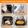 thumbnail image 6 of Bluebow 25-in-1 Automatic Bread Maker Machine, 2LB Bread Making Machine with Auto Fruit & Nut Dispenser, Gluten-Free Setting, 13-Hour Delay Timer, 1-Hour Keep Warm for Homemade Bread, Stainless Steel, 6 of 8