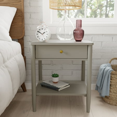Rest Haven Winthrop Wood Nightstand with One Drawer, Gray