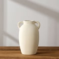 thumbnail image 6 of White Ceramic Vase With Double Ear Design Vintage Craftsmanship And Wide Mouth Opening For Farmhouse Home Decor And Dried Flowers Arrangement, 6 of 7