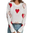 thumbnail image 1 of Pull Cœur pour Femmes! Fadeal Pull à Capuche Tricoté Col Rond Amour de la Saint-Valentin pour Femmes Hiver Printemps Blanc L, 1 of 4