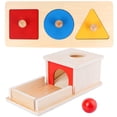 thumbnail image 1 of 1 Set of Montessori Object Permanence Box Wooden Drawer Box Geometric Shape Matching Block, 1 of 8