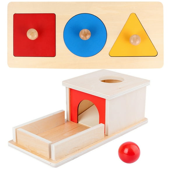 1 Set of Montessori Object Permanence Box Wooden Drawer Box Geometric Shape Matching Block