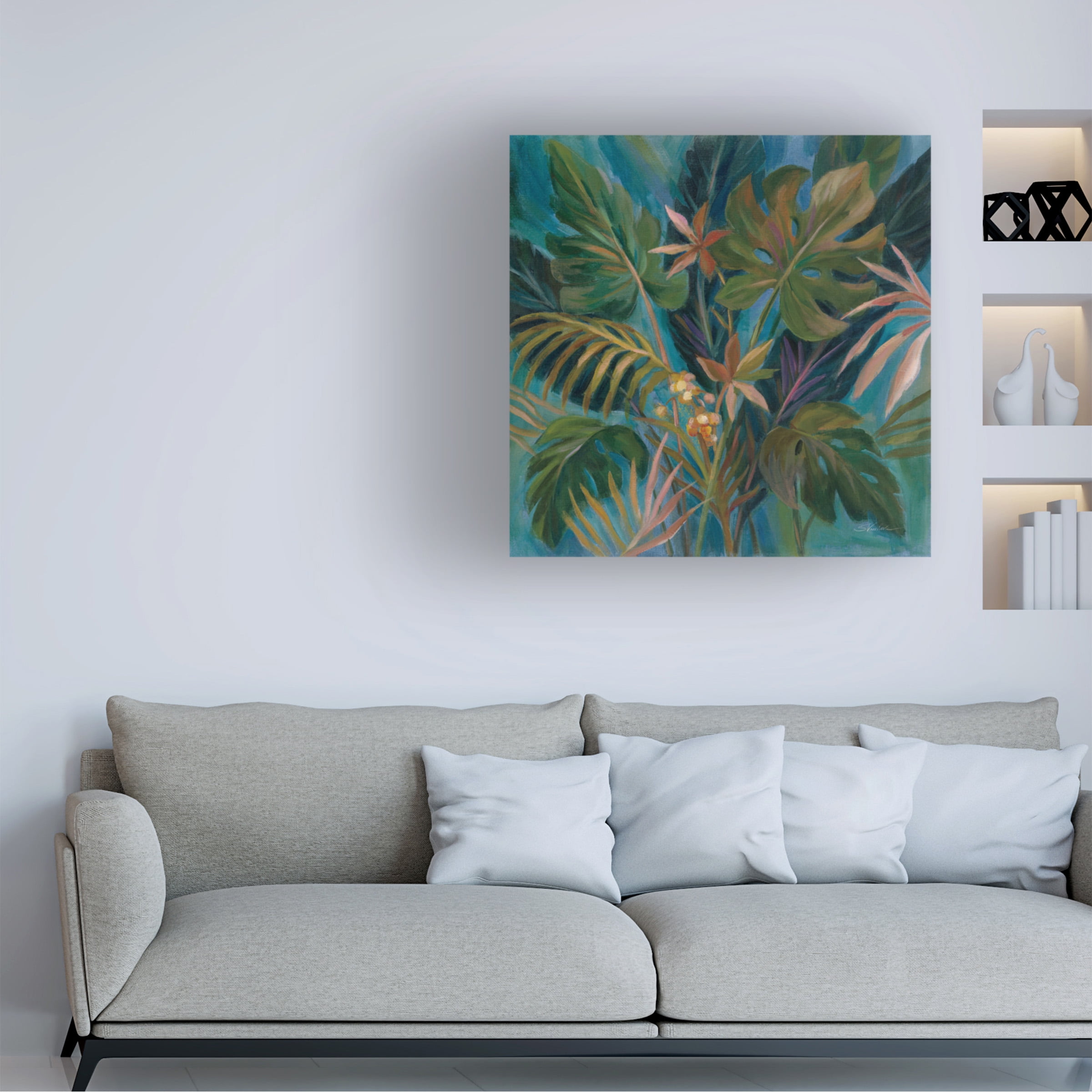 Silvia Vassileva 'Midnight Tropical Leaves' Canvas Art