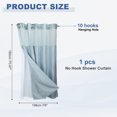 thumbnail image 2 of Cortina de Ducha Sin Gancho Uxcell, Conjunto de Forro Removible de Poliéster de 71Wx78L", Impermeable y Lavable, Cortinas de Ducha Texturizadas de Tejido Waffle para Baño de Casa y Hotel, Azul, 2 of 7