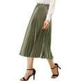 thumbnail image 5 of Allegra K Women's Elastic Waist Metallic Shiny Accordion Pleated Midi Skirt, 5 of 7