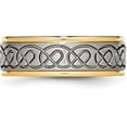 thumbnail image 4 of Chisel Titanium Brushed and Polished Yellow IP-plated Scroll Design 8.2mm Grooved Edge Band - Ring Size 7.5, 4 of 8
