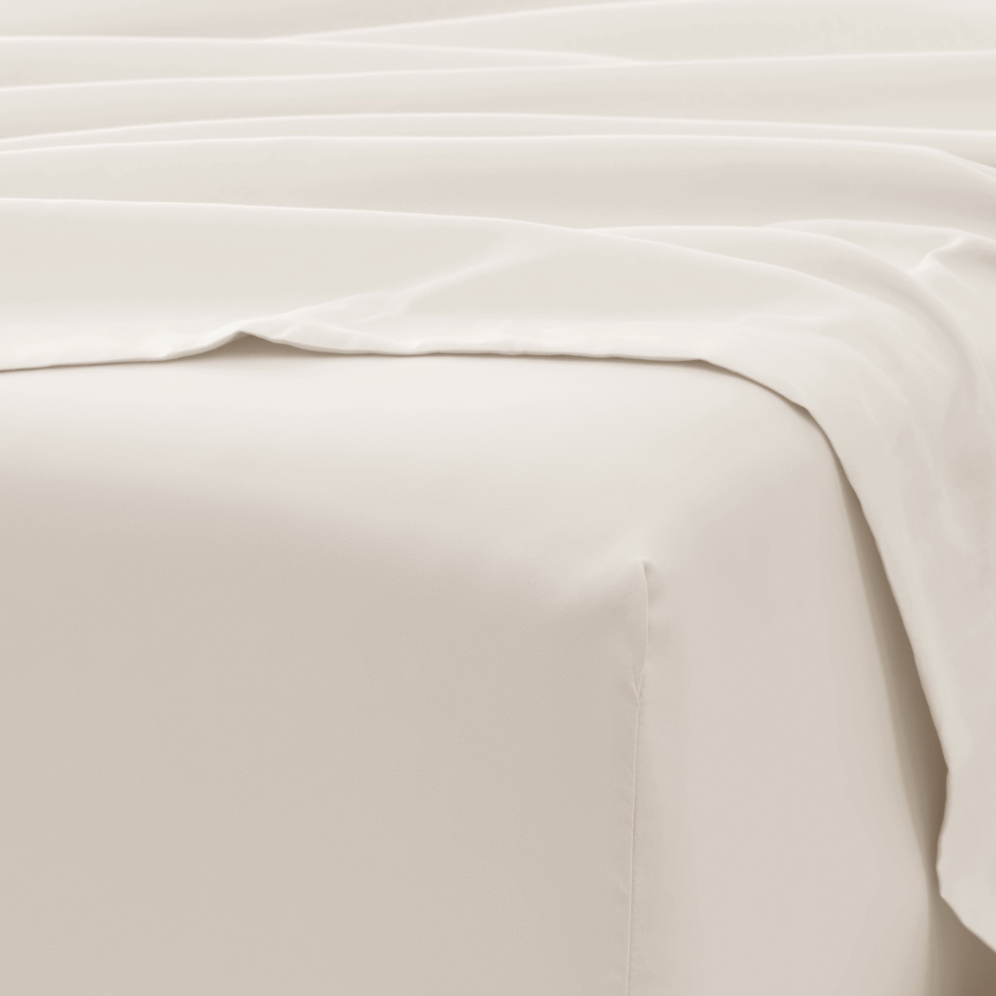 California King, Ivory Solid Microfiber 6 Piece Bed Sheet Set, by Noble Linens
