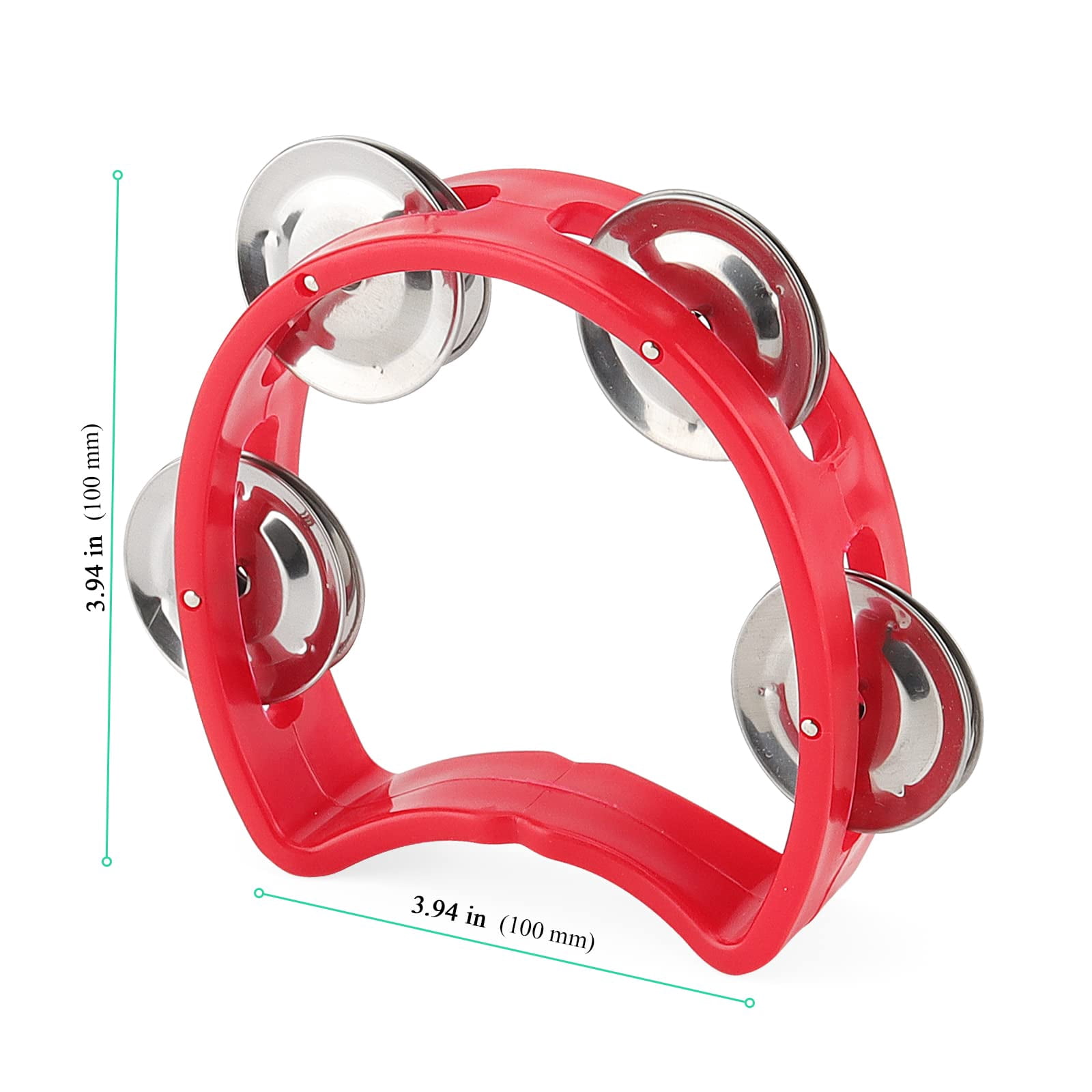 20 Pack Plastic Percussion Tambourine  4 Inch Half Moon Musical Tambourines With 4 Bells Mini Handheld