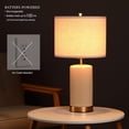 thumbnail image 2 of O’Bright Dune - Battery Powered Table Lamp, Rechargeable Cordless Ceramic Lamp, Full-Size 24 inch Height, 4-Level Dimming, Smart Safety Protection, LED Bulb Included, Cream White, 2 of 7