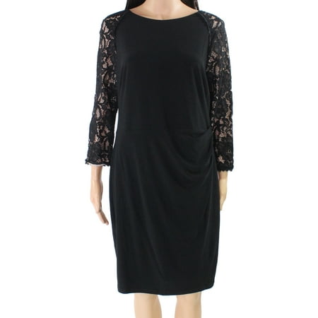 Ralph Lauren Women's Lace Sleeve Sheath Dress Black Size 14