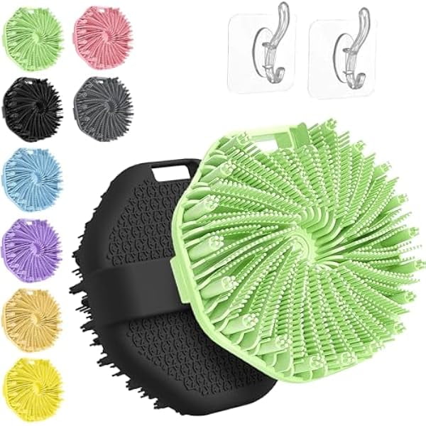 wonima11 Silicone Body Scrubber for Body, Premium Soft Silicone Body Scrubber Shower Bath Brush with Non-Slip Hand Strap, Lather Nicely, Long Lasting, Gentle Exfoliating, for All Skin Types