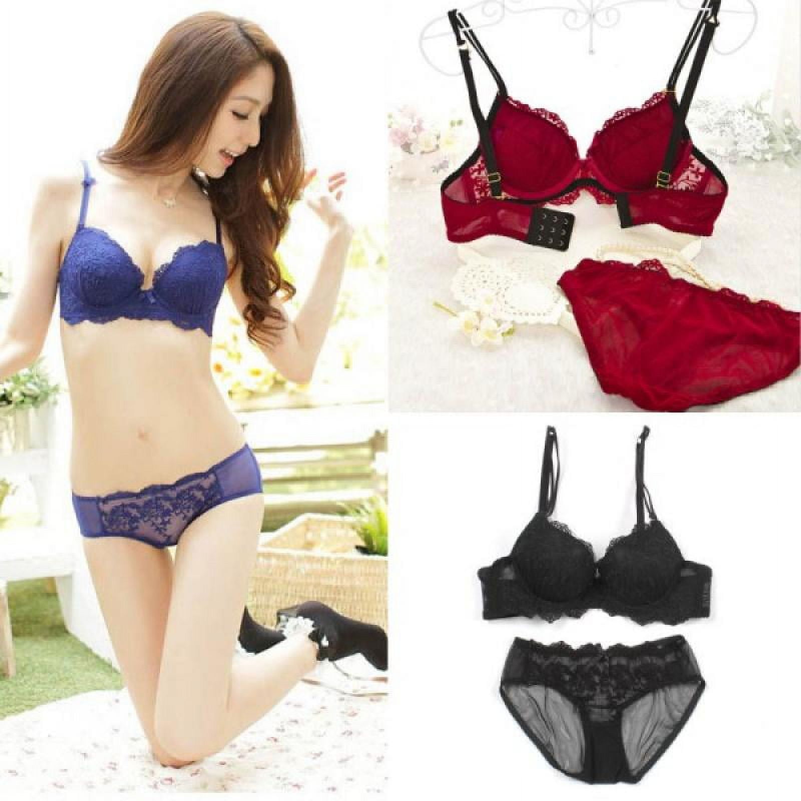 Spdoo Women Young Girls Lace Bra Set Sexy Lingerie and Thongs Bra