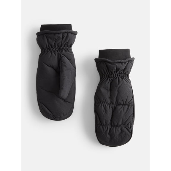 No Boundaries Women's Puffer Mittens, Black Soot, L/XL