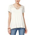 thumbnail image 1 of Camiseta básica entrecruzada Hippie Rose para mujer, beige, mediana, 1 of 2