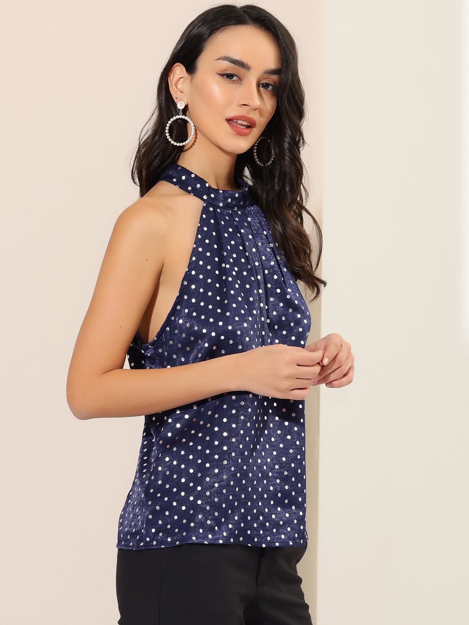 polka dots sleeveless tops