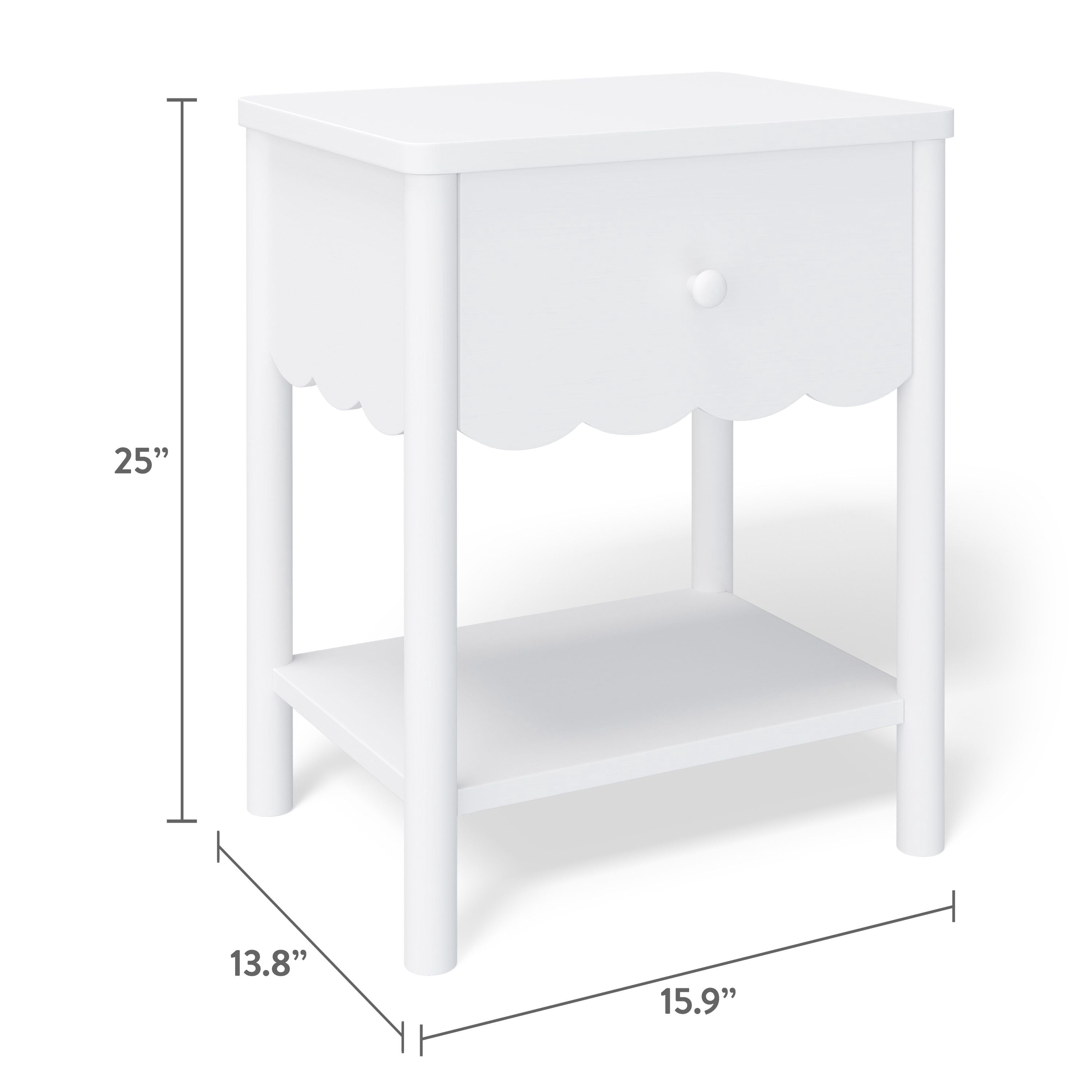 Mainstays Kids One Drawer Scallop Nightstand, White