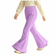 thumbnail image 5 of Xyant Girls Ribbed Knit Flare Leggings Elastic High Waist Bell Bottoms Bootcut Kids Stretchy Spring Fall Uniform Pants,Size 7-8 Years, 5 of 8