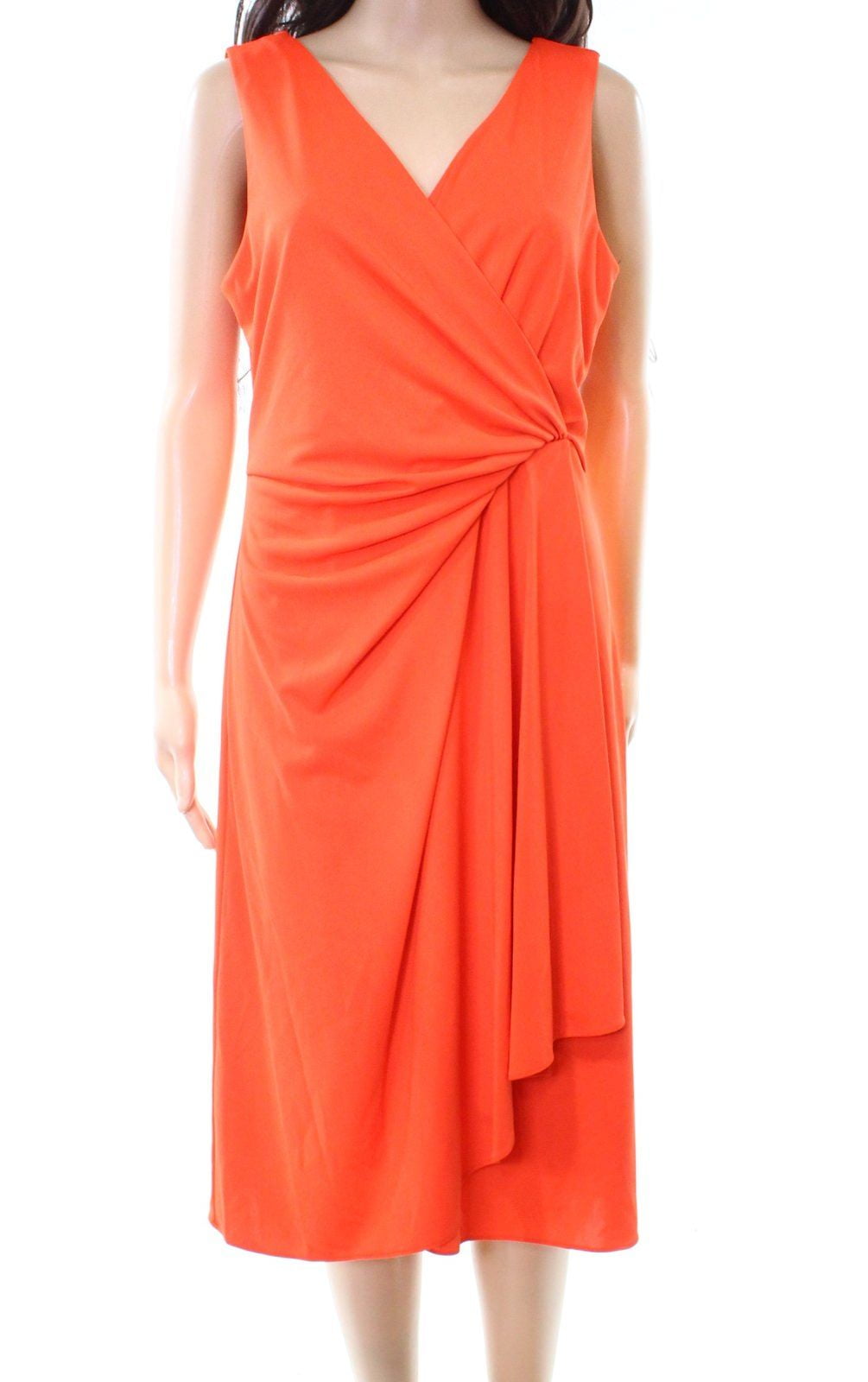 DKNY - DKNY NEW Deep Orange Womens Size 10 Surplice Draped Sheath Dress ...