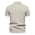 thumbnail image 4 of Yaoyar Mens Knitted Polo Shirt Short Sleeve Knit Texture Shirt Men Short Sleeve Turndown Collar Blouse Shirt Beige,S, 4 of 9