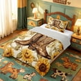 thumbnail image 2 of meiyoeat Cowboy Boot Sunflower Twin Comforter Sets,Western Floral Vintage Print Bedding Set,Reversible,2-Piece,1 Comforter and 1 Pillowcase, 2 of 7