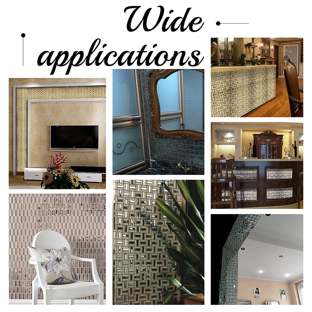 Adhesive Glass Cabochons Sheets Rectangle Mirror Mosaic Pieces Mosaic Tiles for Arts DIY Crafts Silver 300x300x5mm for DIY