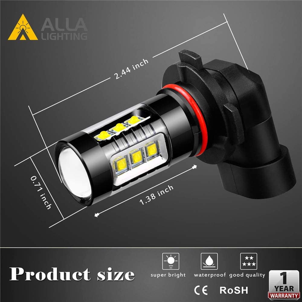 Alla Lighting PZ20d Base H12 HB3 9045 9005 LED Bulbs DRL, Fog
