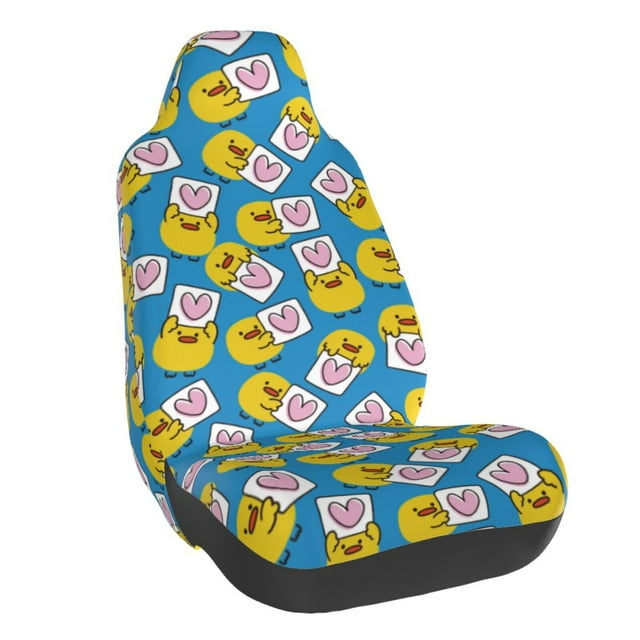 Wukai Lovely Duck Full Set Car Seat Covers with Soft Padding Universal Auto Front Seats Protector and Cushion Mat
