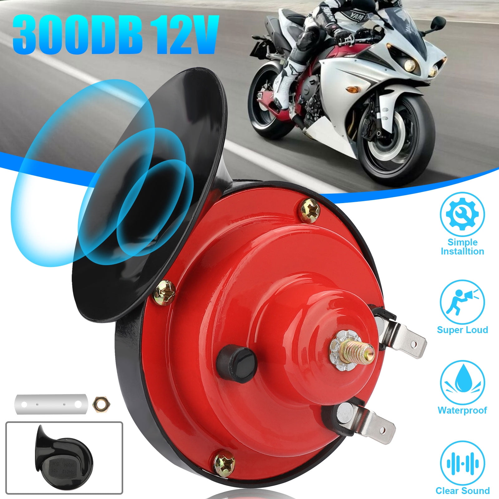 Double Air Horn Raging Sound Raging Sound 12v Waterproof Loud Boat Horns Electric Train Horn for Truck Motorcycle Car 