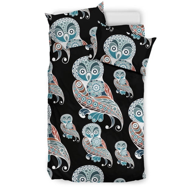 Juego de cama con estampado tribal de búhos