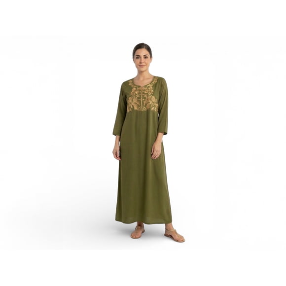 Chemin de Moda Robe Maxi à Fleurs Brodées pour Femme, Robe Longue Modeste à Coupe Ample